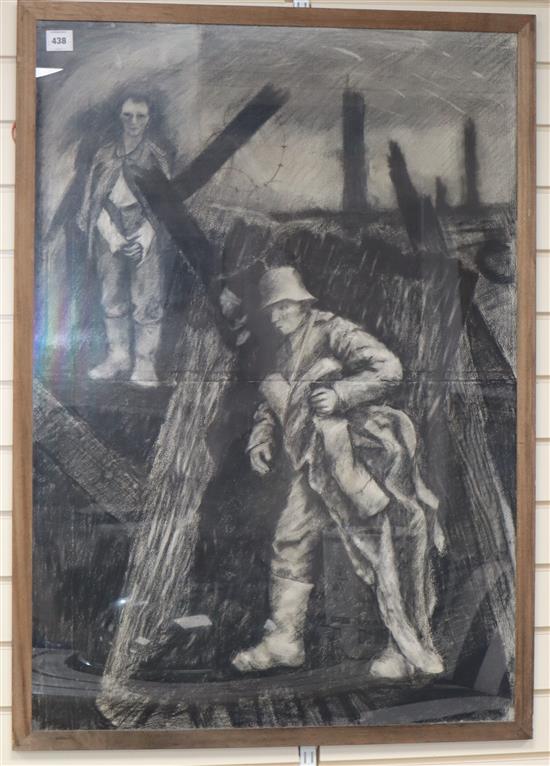 Gerald R. Jarman (British, 1930-2014) WW1 Series; Death and the Soldier 43 x 29.5in.